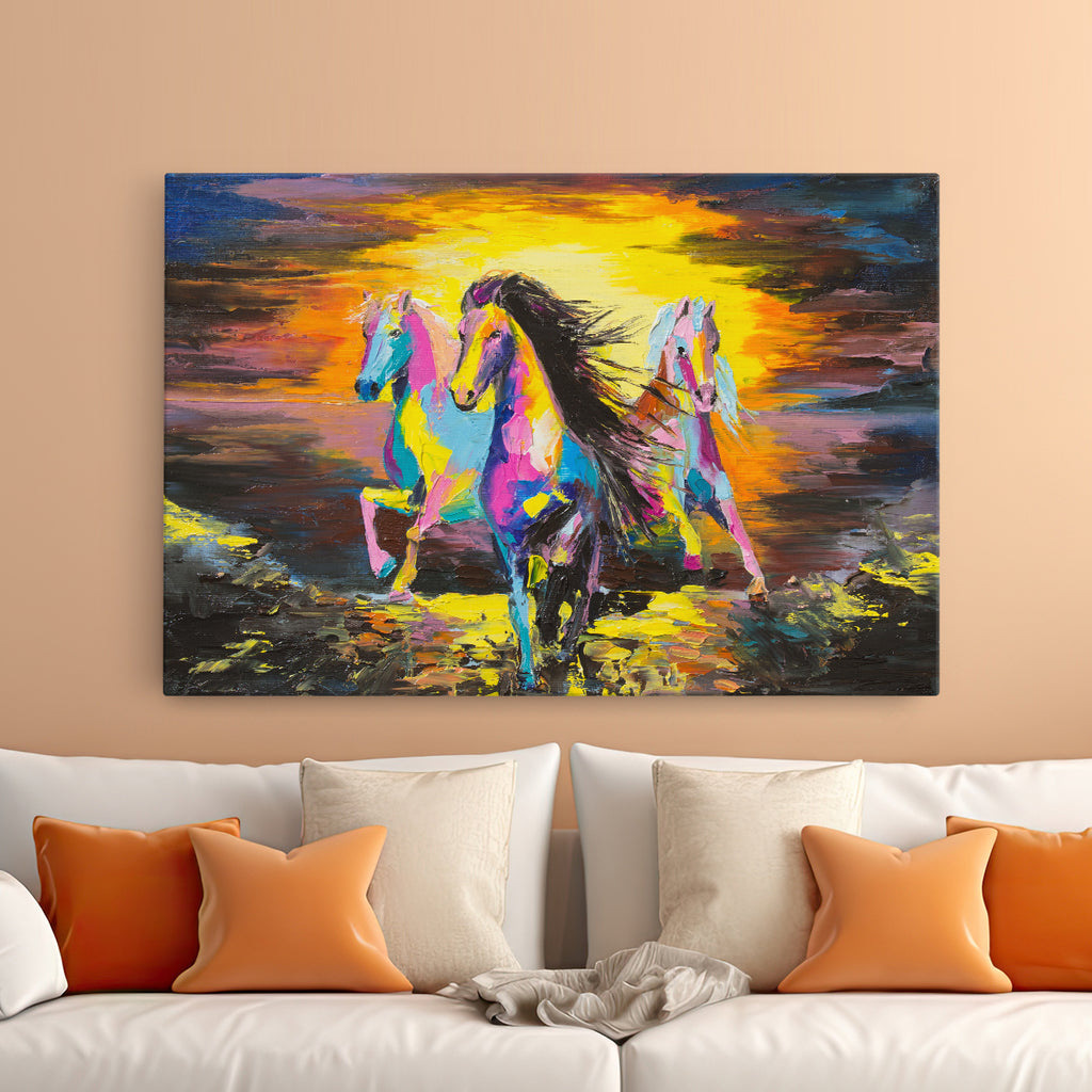 Tablou canvas - ABSTRACT SUNSET HORSES