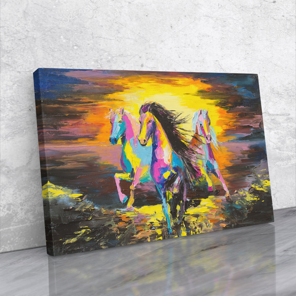 Tablou canvas - ABSTRACT SUNSET HORSES