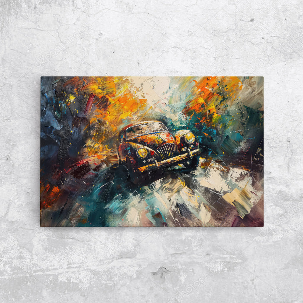 tablou canvas abstract car, masini de epoca, painting, pictura abstracta, canvas polyestre